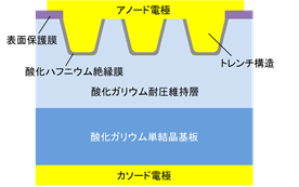 図1　酸化ガリウムトレンチ型ショットキーバリアダイオードの断面模式図